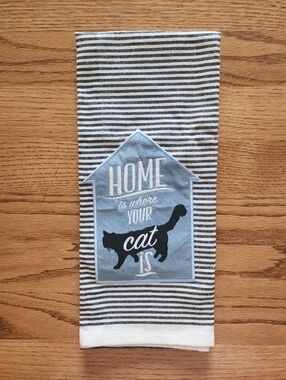 NWOT Design Imports Home is Where Your Cat Is Dish Hand Towel Kitchen Home Decor